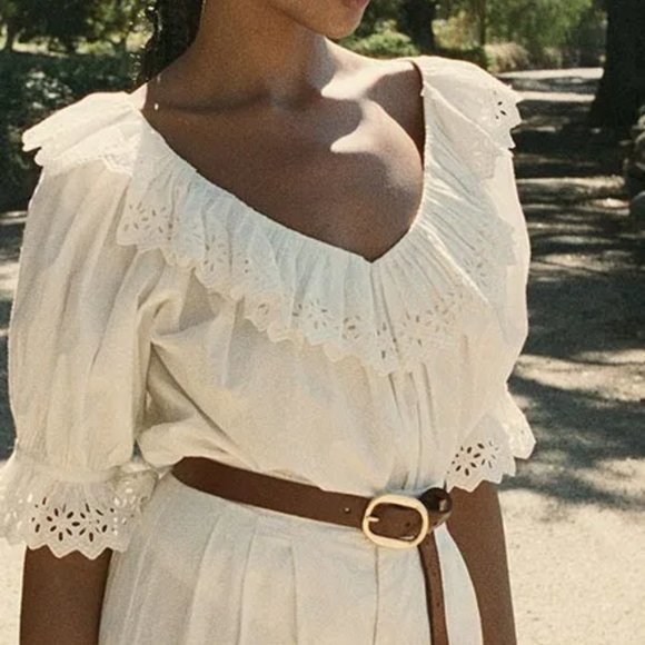 Doen Tops - Doen Samara White Eyelet Blouse